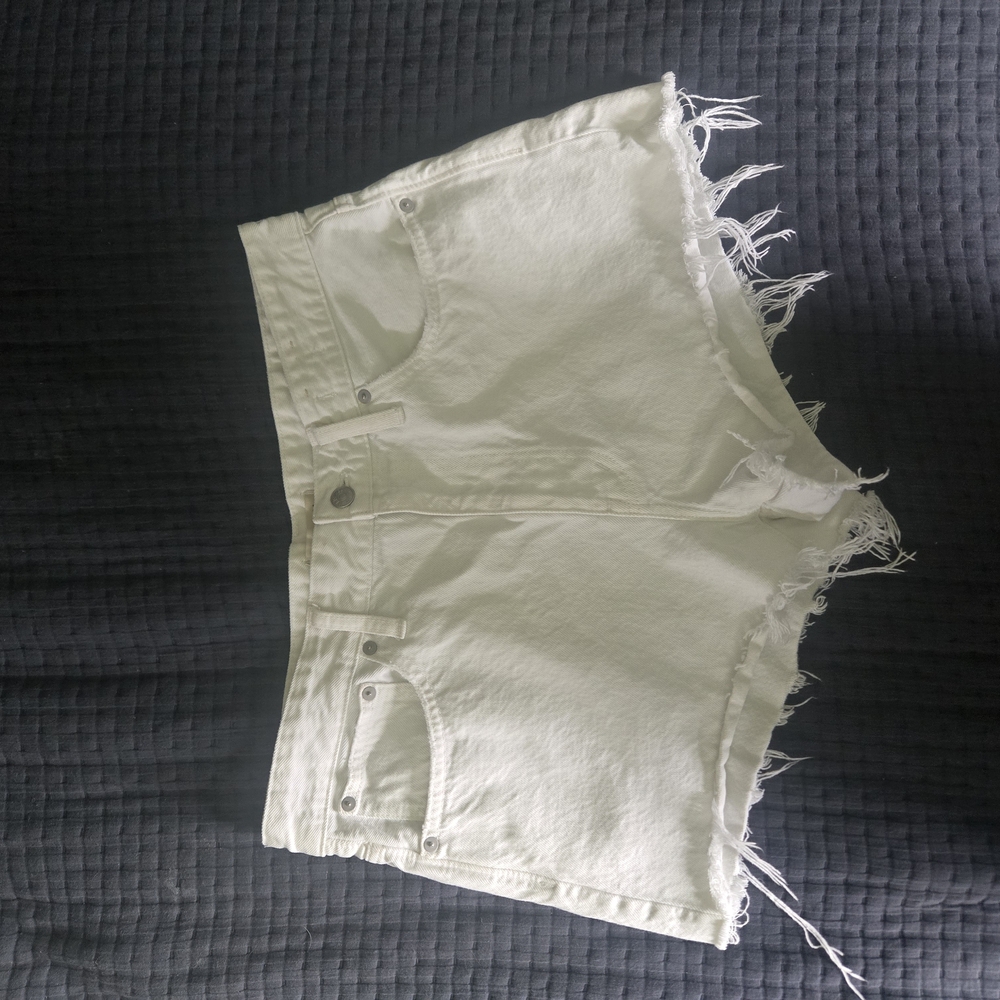 Madewell White Frayed Denim Shorts